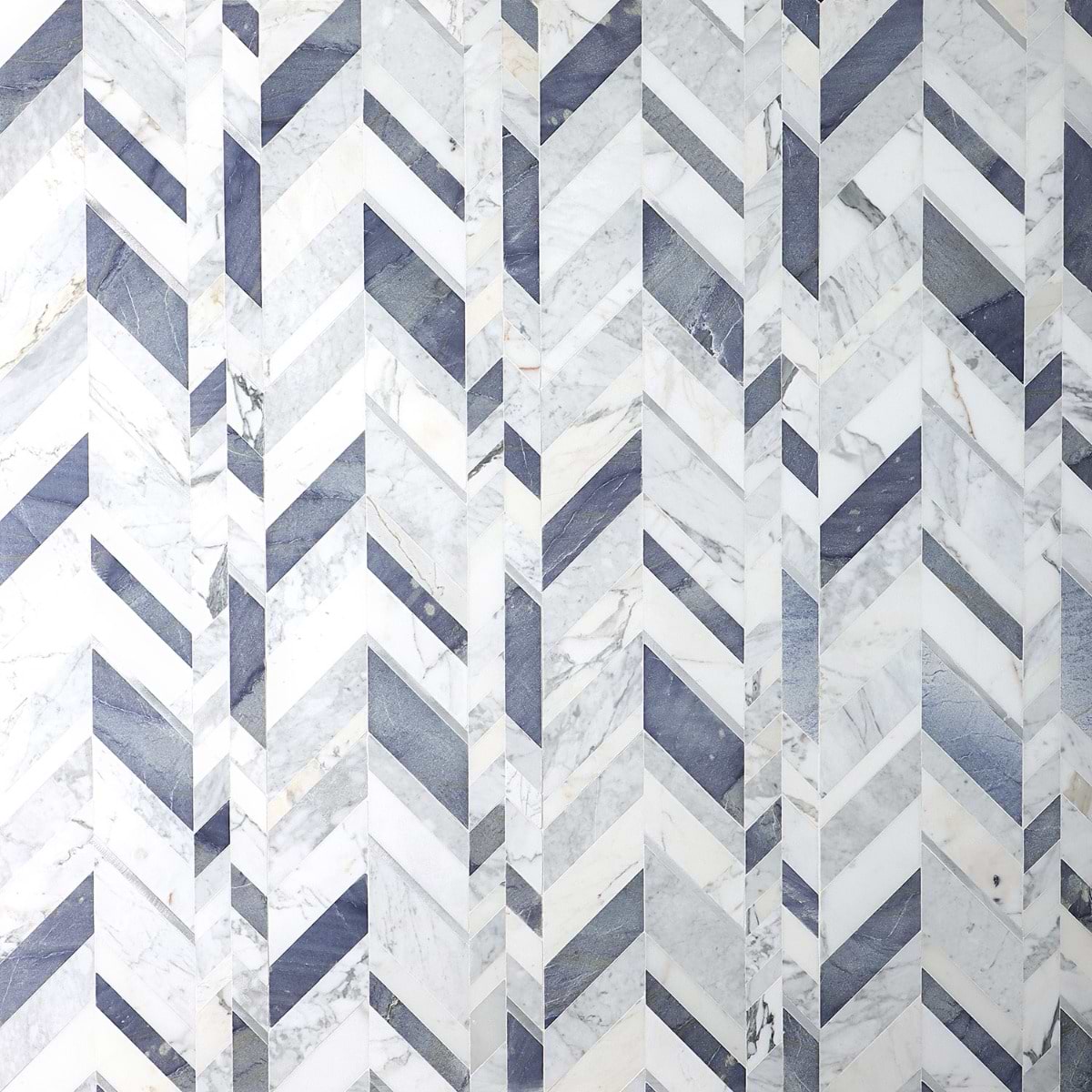 Zayden Azur - White Carrara- Calacatta- Blue Macauba-& Aluminum Polished Marble