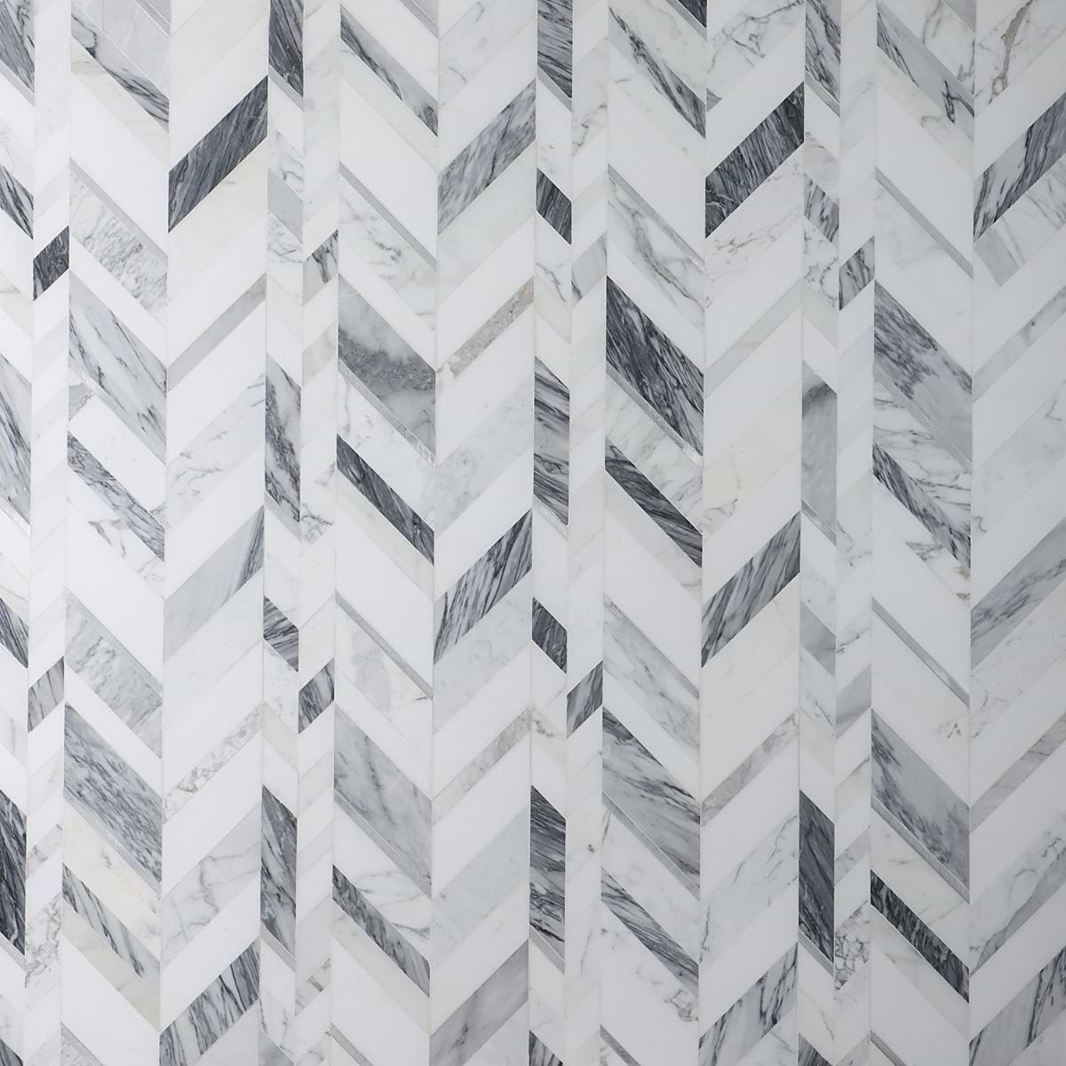 Close Out - Zayden Grigio- White Thassos, Calacutta, Grey Stone, Aluminum 