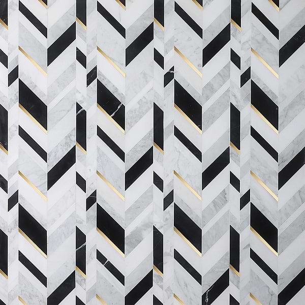 Zayden Nero Blanco - White Carrara- Nero Marquina- Asian Statuary- & Brass Polished Marble + Brass