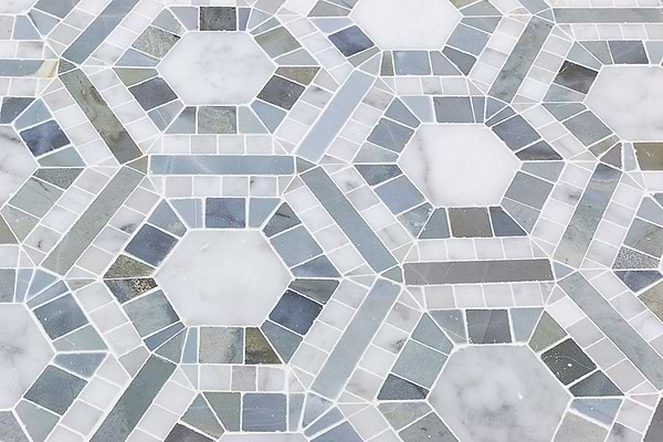 Evo Hex Carrara & Moonstone 4" Hexagon Marble Polished Mosaic Tile