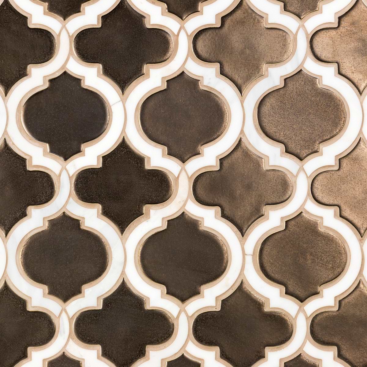 Close Out - Baroque Glass Lantern Copper with Asian Statuary Lines 