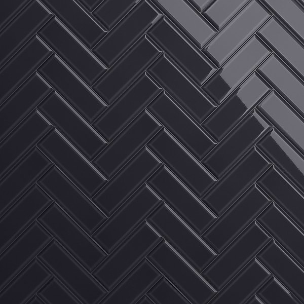 Beverly Black 4x12 Beveled Glossy Ceramic Subway Tile