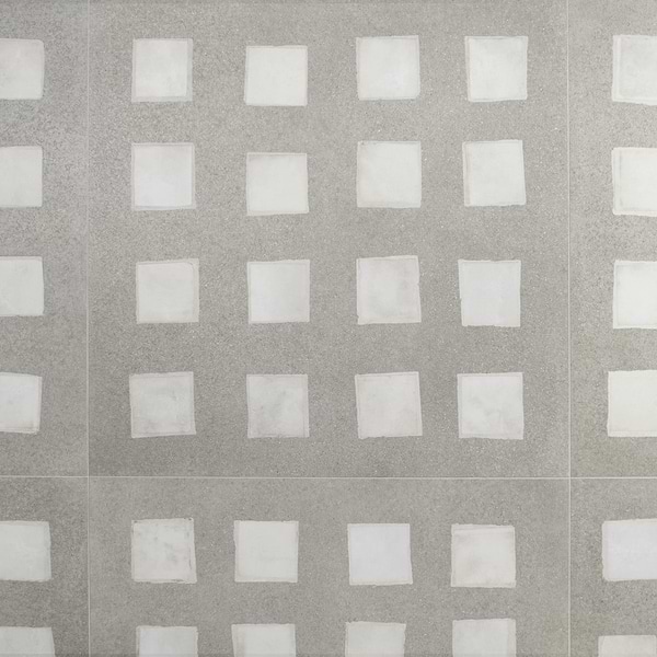 Tessira Fossil Gray Deco Semi-Polished Porcelain Tile 36x36