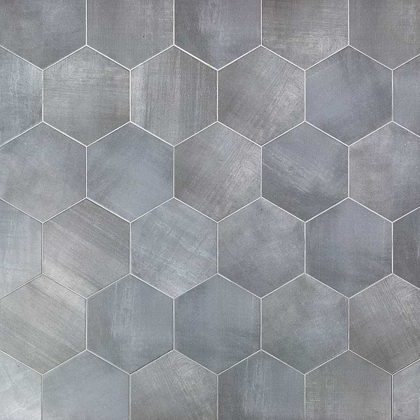 Elementary Gris 10 Inch Hex Matte Porcelain
