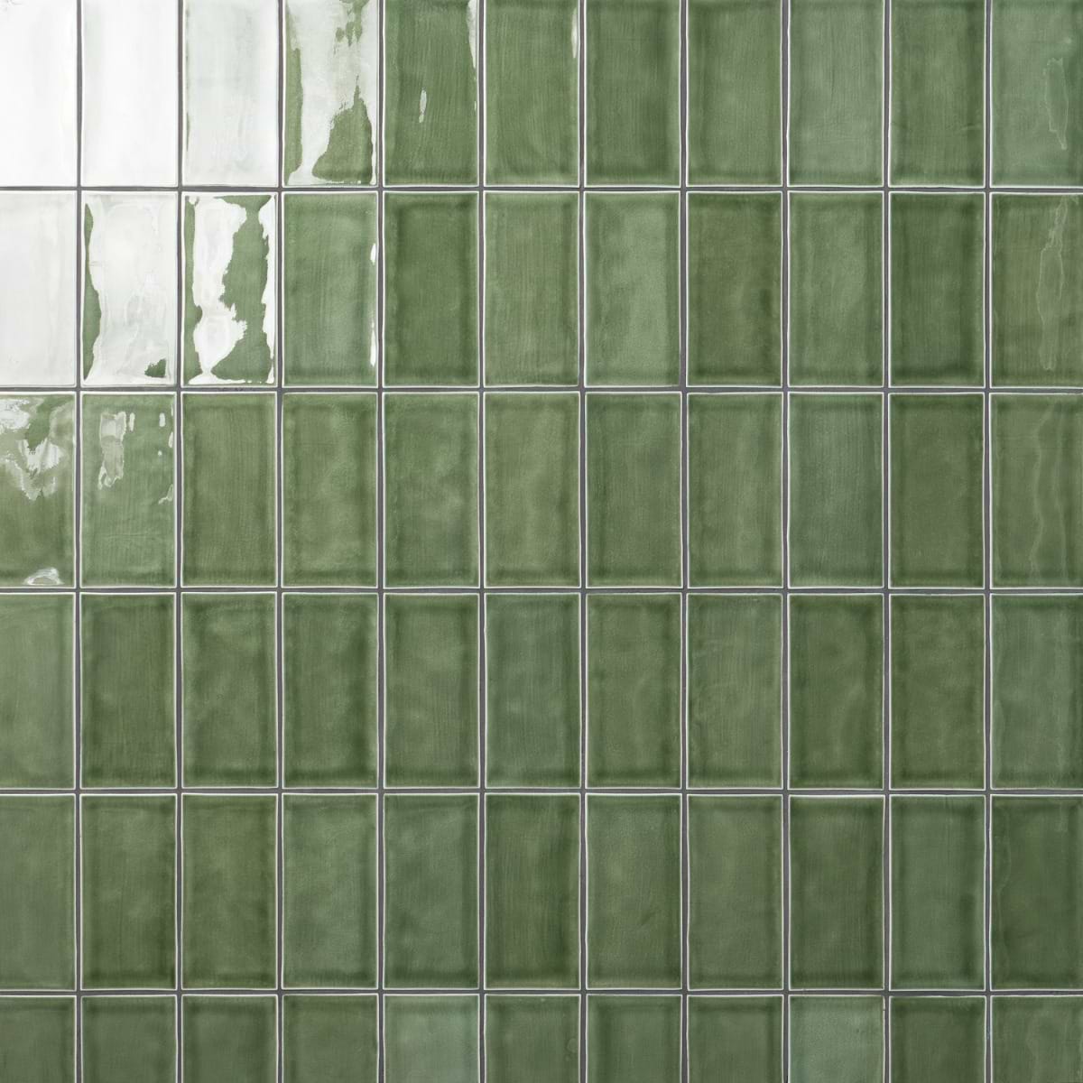 Shop Baroque Glass Fern Green 4.5x9 Subway Polished Glass Tile