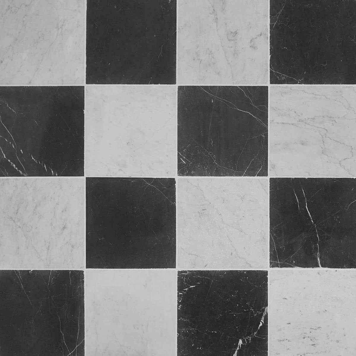 Kit - Mason Checkerboard Nero Marquina and Bianco Carrara 12x12 Tumbled Marble Tile 