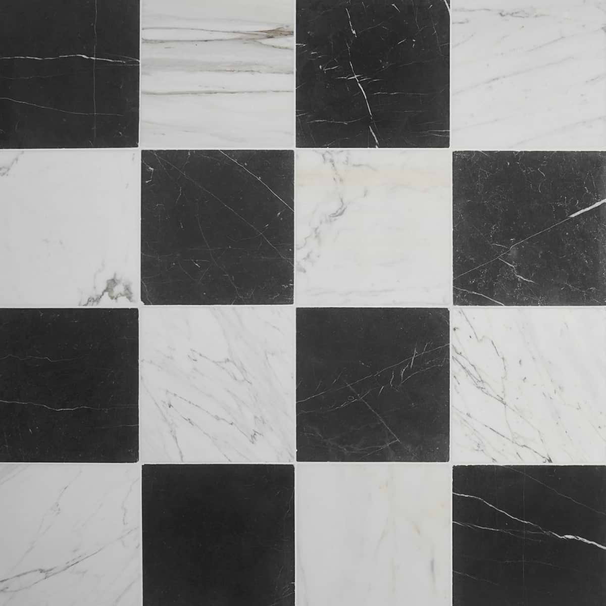 Kit - Mason Checkerboard Nero Marquina and Calacatta Gold 12x12 Tumbled Marble Tile 