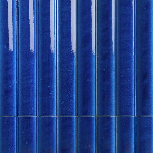 Bahari Fluted Adriatic Blue 6x36 3D Glossy Lava Stone Tile