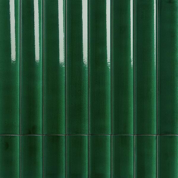 Bahari Fluted Aegean Green 6x36 3D Glossy Lava Stone Tile