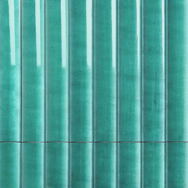Bahari Fluted Aquamarine Blue 6x36 3D Glossy Lava Stone Tile
