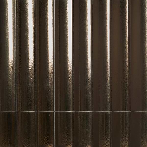 Bahari Fluted Metallic Copper 6x36 3D Glossy Lava Stone Tile