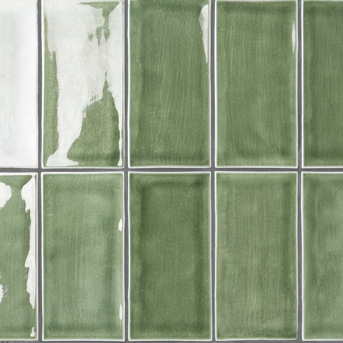 Shop Baroque Glass Fern Green 4.5x9 Subway Polished Glass Tile