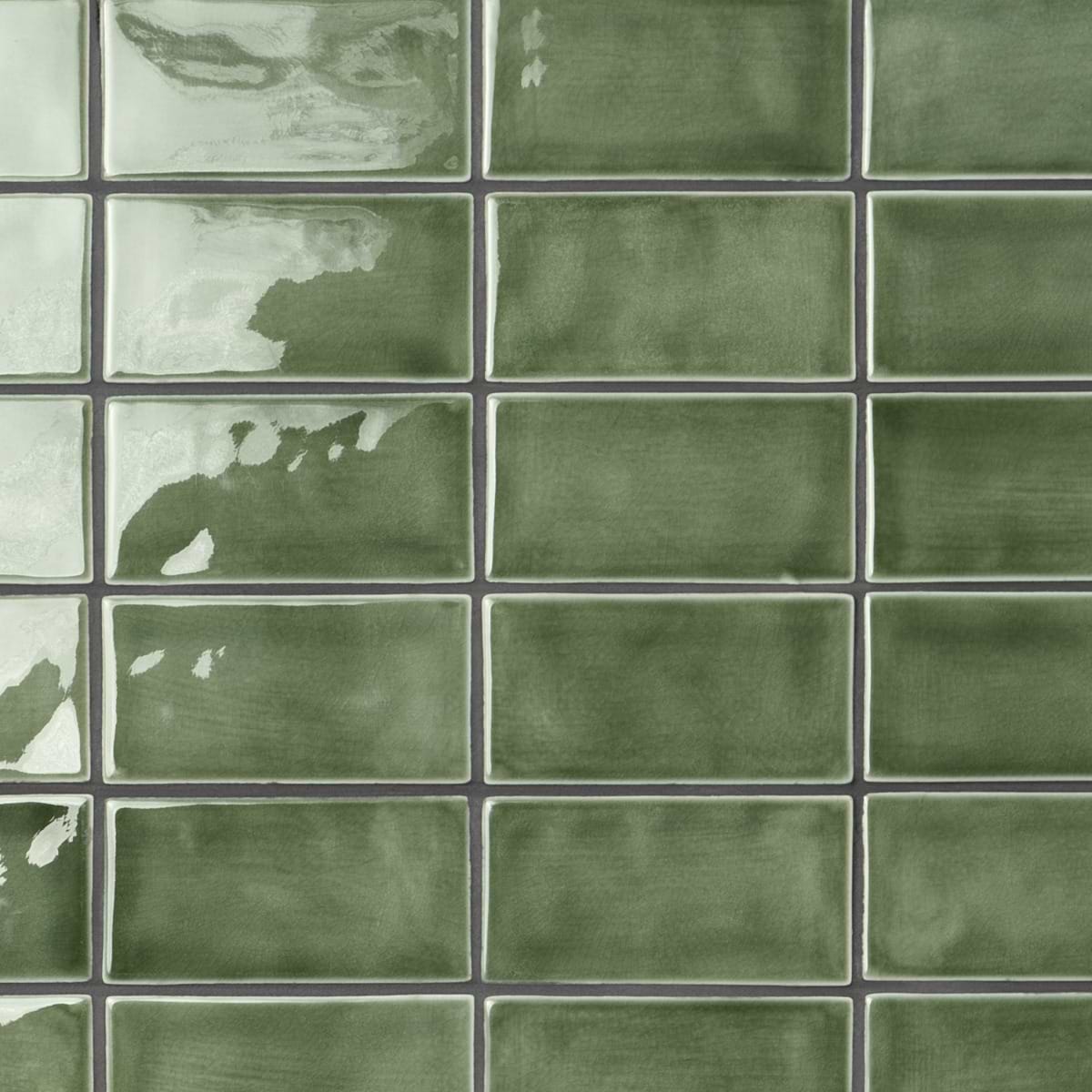 Shop Baroque Glass Crackled Fern Green 3x6 | SohoStudioCorp.com