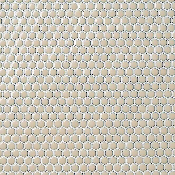 Simple 2.0 Rimmed Custard Beige 1" Hexagon Polished Porcelain Mosaic