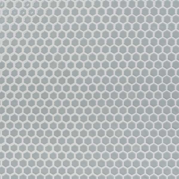 Simple 2.0 Rimmed Mist Gray 1" Hexagon Polished Porcelain Mosaic