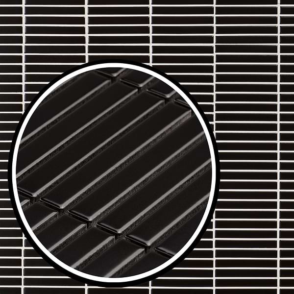 Motek Black 1x4" Tri-Stacked Matte Porcelain Mosaic Tile