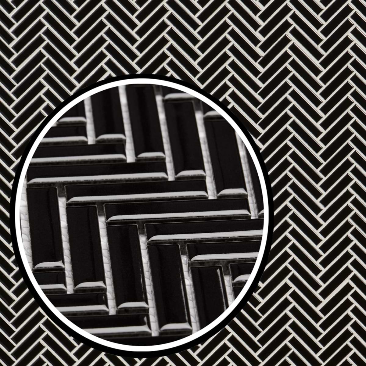 Motek Black Glossy Herringbone 