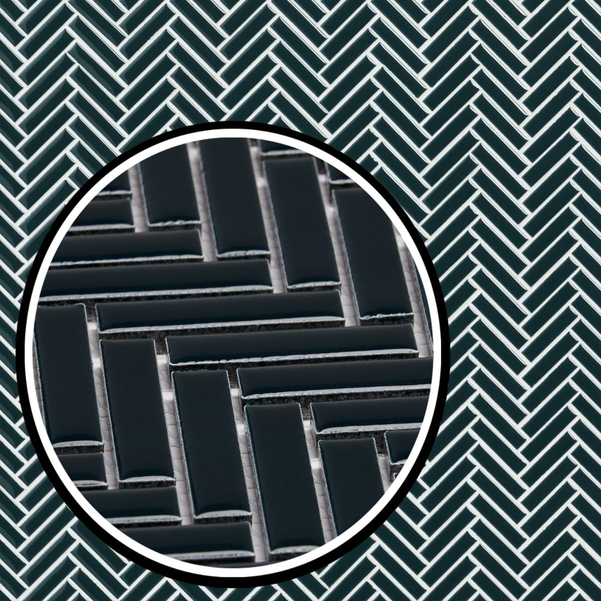 Motek Emerald Green Glossy Herringbone 