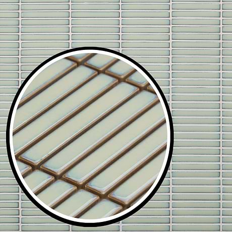 Motek Mint Green 1x4" Tri-Stacked Glossy Porcelain Mosaic Tile