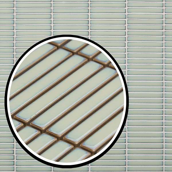 Motek Mint Green 1x4" Tri-Stacked Glossy Porcelain Mosaic Tile