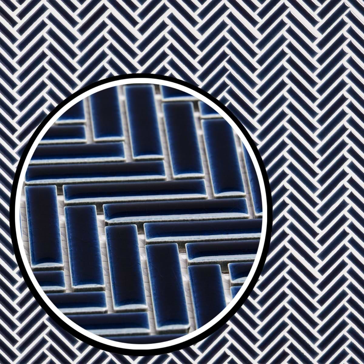 Motek Royal Blue Crackled Glossy Herringbone 