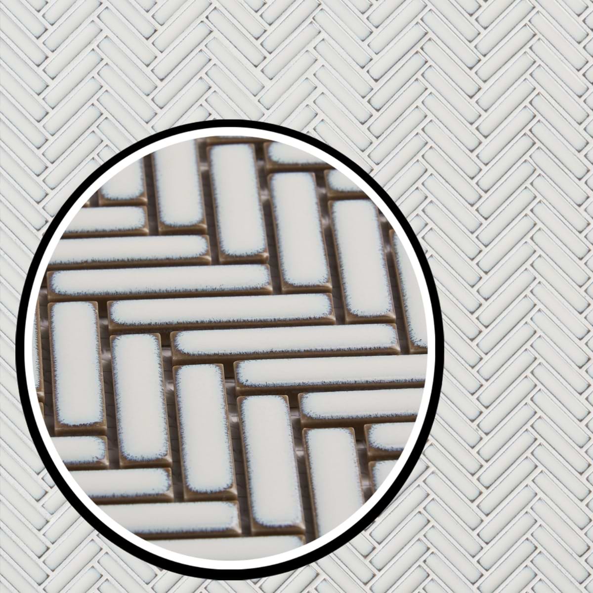 Motek Snow White Glossy Herringbone 