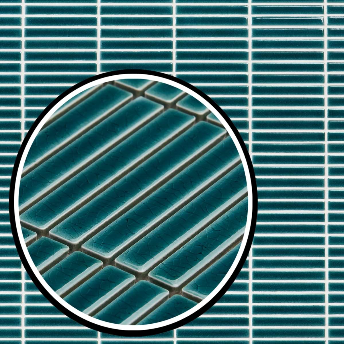Motek Teal Crackled Glossy Tri Stacked 