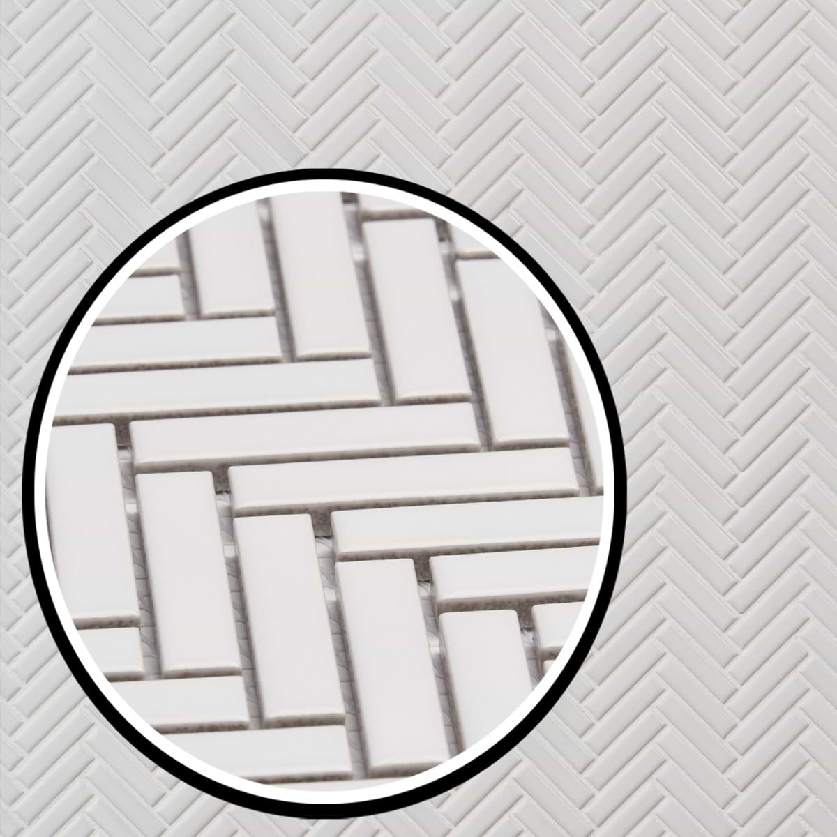 Motek White Matte Herringbone 