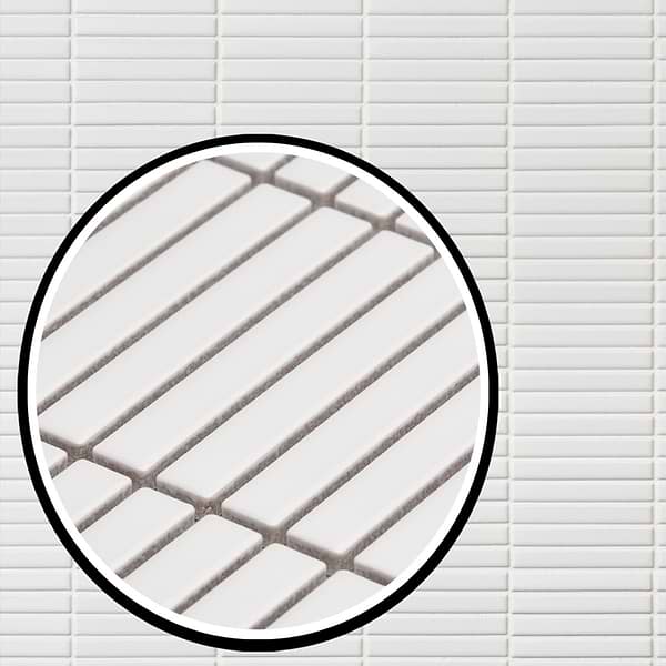 Motek White 1x4" Tri-Stacked Matte Porcelain Mosaic Tile