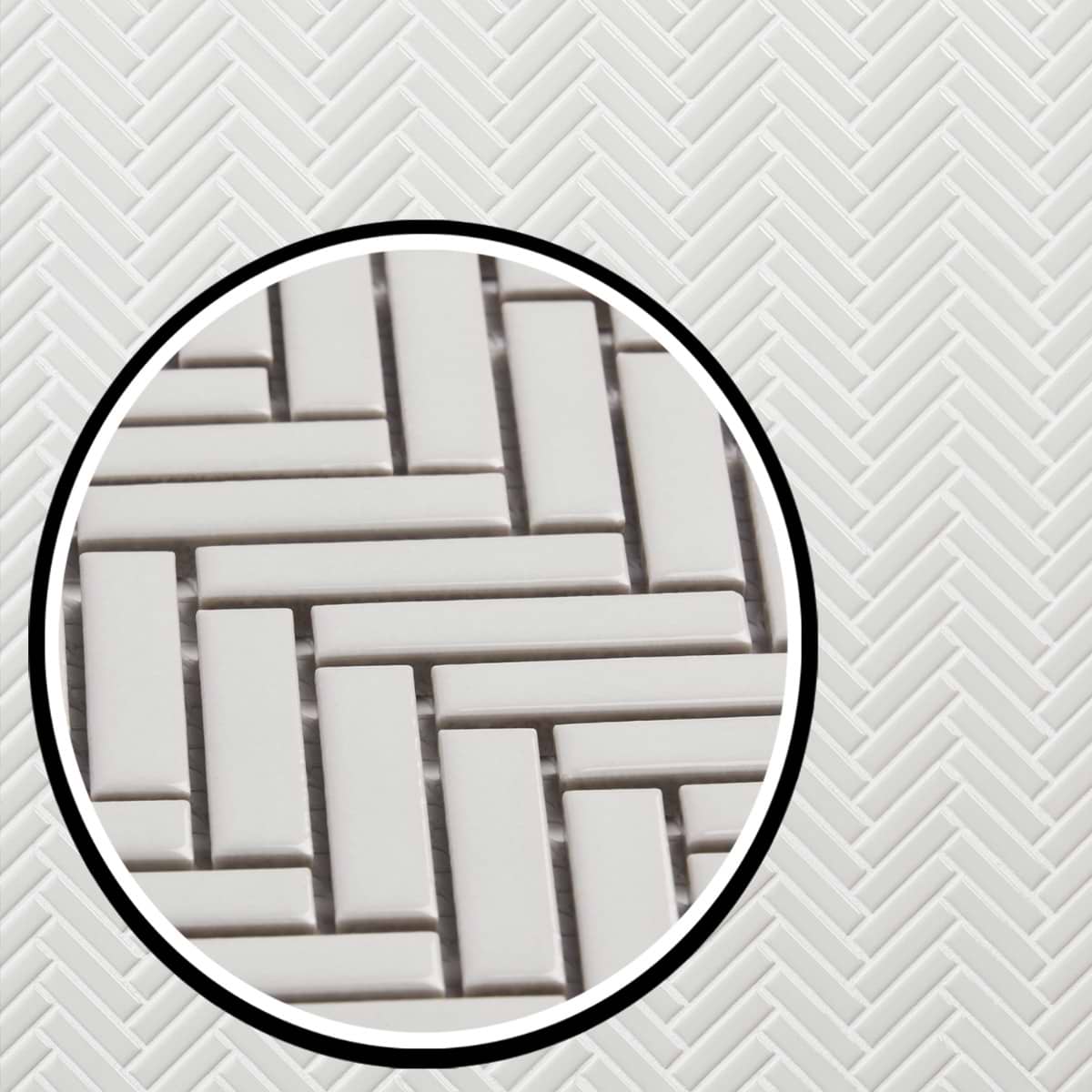 Motek White Glossy Herringbone 