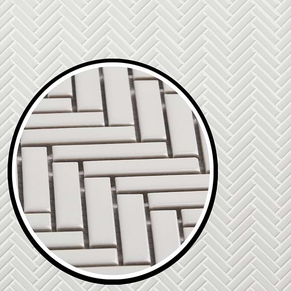 Motek White 1x2" Herringbone Glossy Porcelain Mosaic Tile