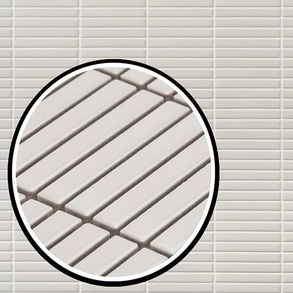 Motek White 1x4" Tri-Stacked Glossy Porcelain Mosaic Tile