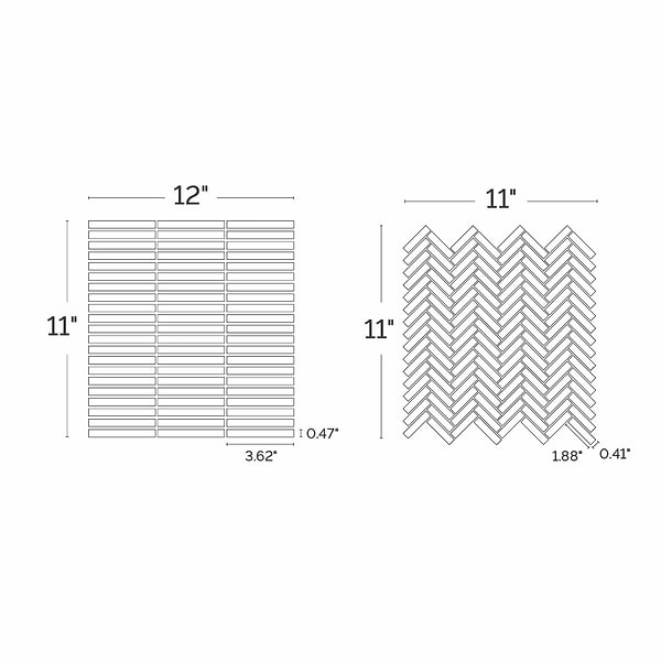 Motek Sky Blue 1x4" Tri-Stacked Glossy Porcelain Mosaic Tile