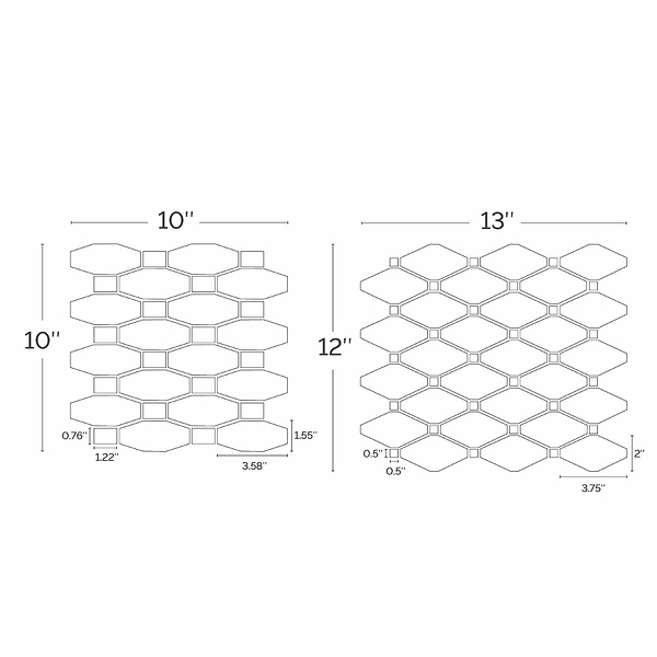 Long Octagon Pattern White Thassos & Blue Celeste Dot Polished Marble