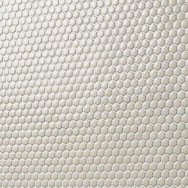 Simple 2.0 Rimmed Custard Beige 1" Hexagon Polished Porcelain Mosaic