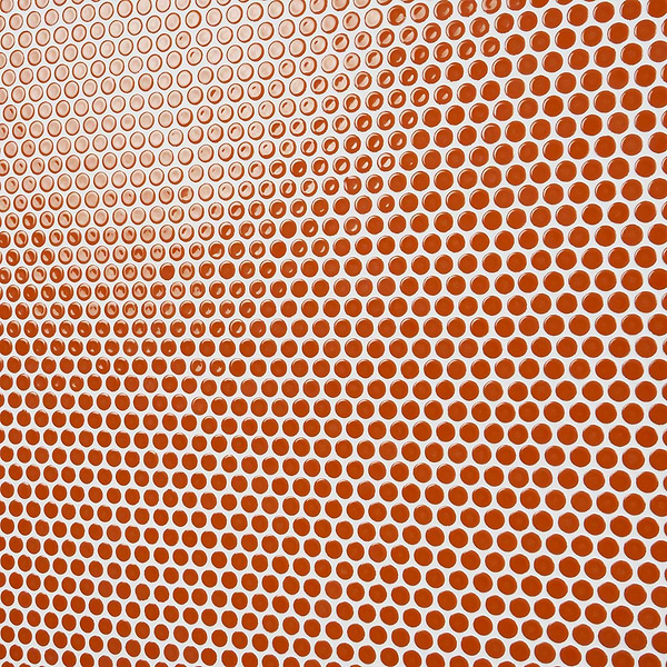 Simple 2.0 Rimmed Tangerine Orange Penny Rounds Polished Porcelain Mosaic