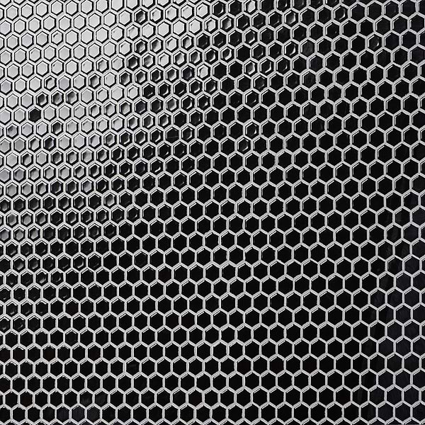Simple 2.0 Solid Black 1" Hexagon Polished Porcelain Mosaic
