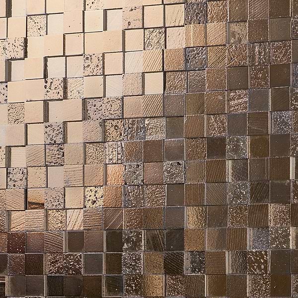 Art Lava 3D Squares Bronze 2x2 Polished Lava Stone Mosaic Tile