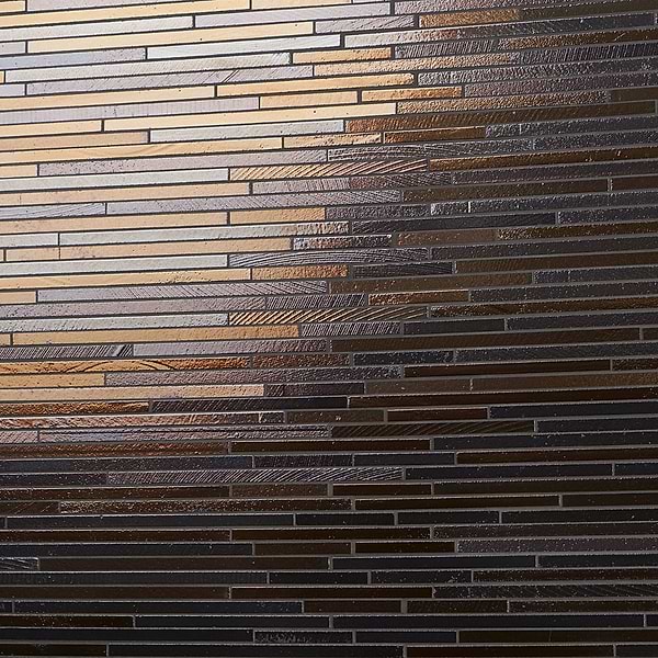 Art Lava Slim Stack Bronze Polished Lava Stone Mosaic Tile