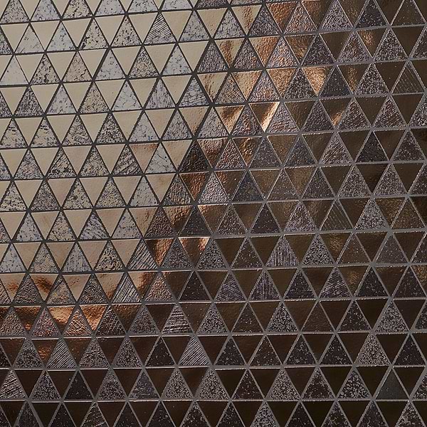 Art Lava Triangles Bronze 2" Polished Lava Stone Mosaic Tile