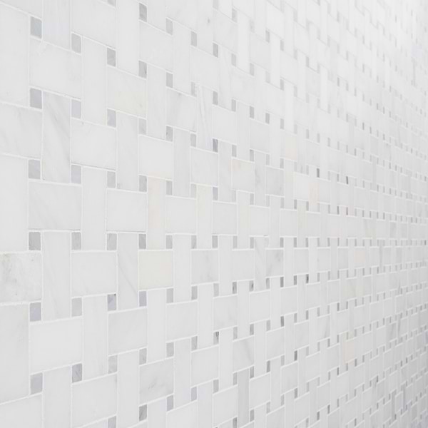 Basket Weave Asian Statuary with Silver Dot Honed Honed Marble