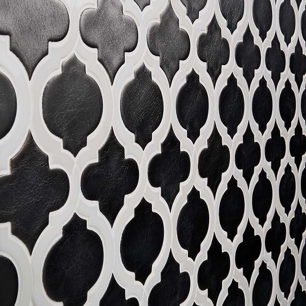 Baroque Glass Lantern Gun Metal with Asian Statuary Lines Mixed Finish Marble + Glass