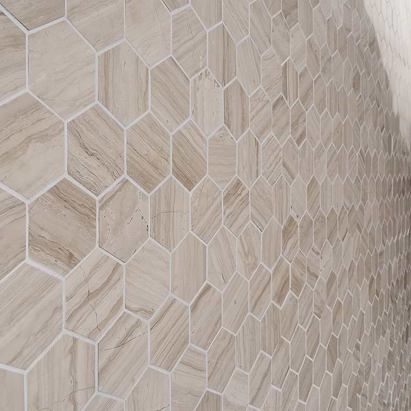 Wooden Beige 2" Hexagon Polished Marble