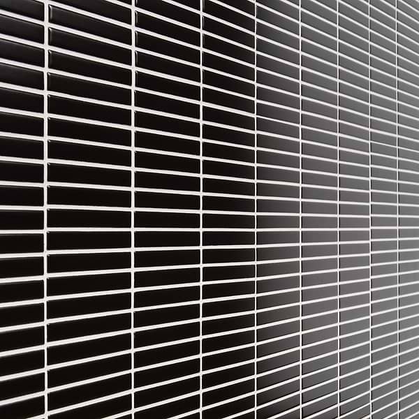 Motek Black 1x4" Tri-Stacked Matte Porcelain Mosaic Tile