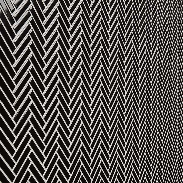 Motek Black 1x2" Herringbone Glossy Porcelain Mosaic Tile
