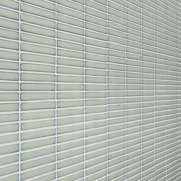 Motek Mint Green 1x4" Tri-Stacked Glossy Porcelain Mosaic Tile