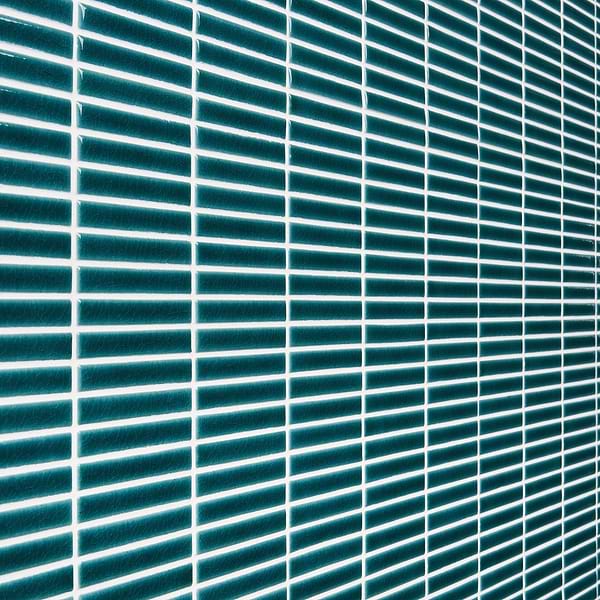 Motek Teal 1x4" Tri-Stacked Crackled Glossy Porcelain Mosaic Tile