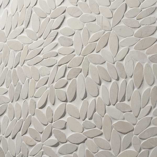 Pebblestone Flower Lovina White Natural Stone Honed Pebble Tile