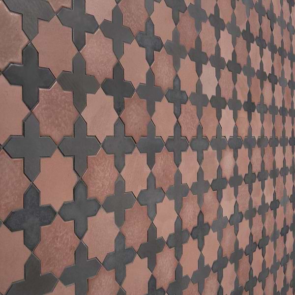 Alpana Mara Terracotta Matte Lava Stone and Cement Mosaic Tile