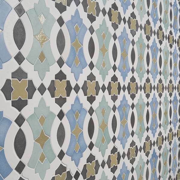 Alpana Nador Multicolor Mixed Finish Lava Stone and Cement Mosaic Tile